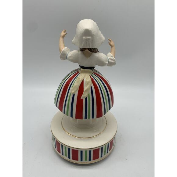 Vtg Schmid Dutch Girl Musical Figurine Tip To Through The Tulips Plays Crazing - Picture 4 of 7